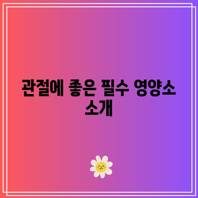 관절 건강 관리를 위한 편리한 영양제 비결