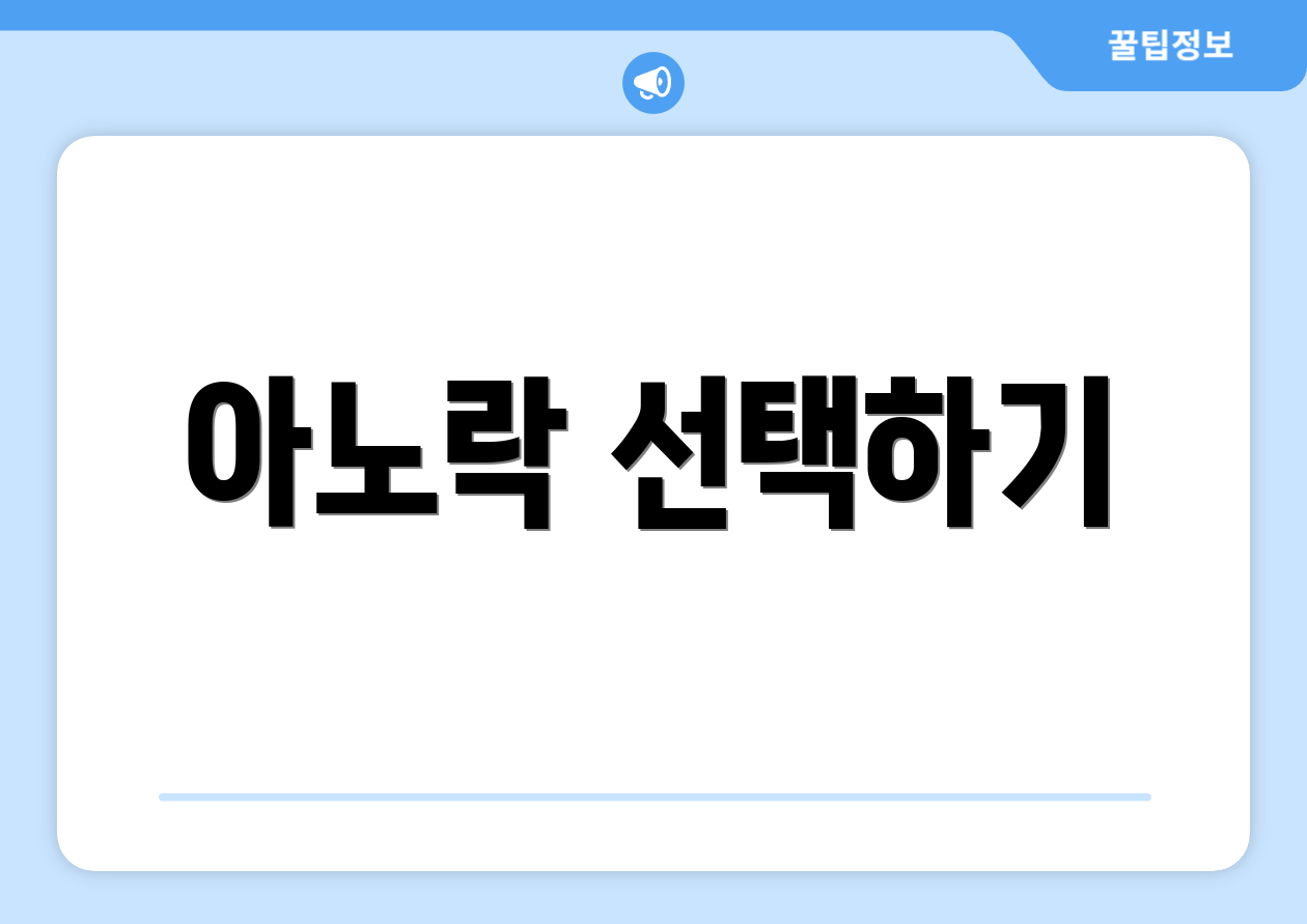 아노락 선택하기