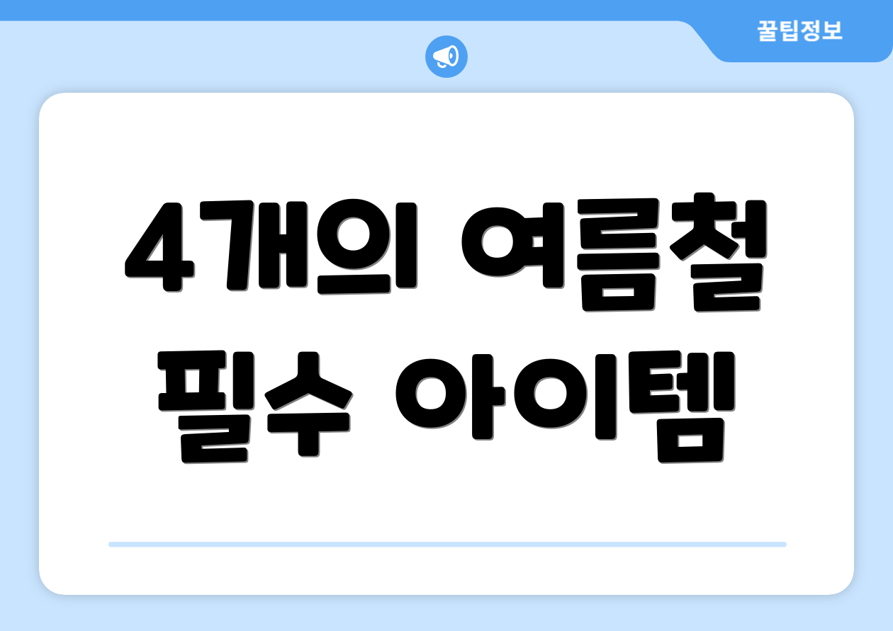 4개의 여름철 필수 아이템