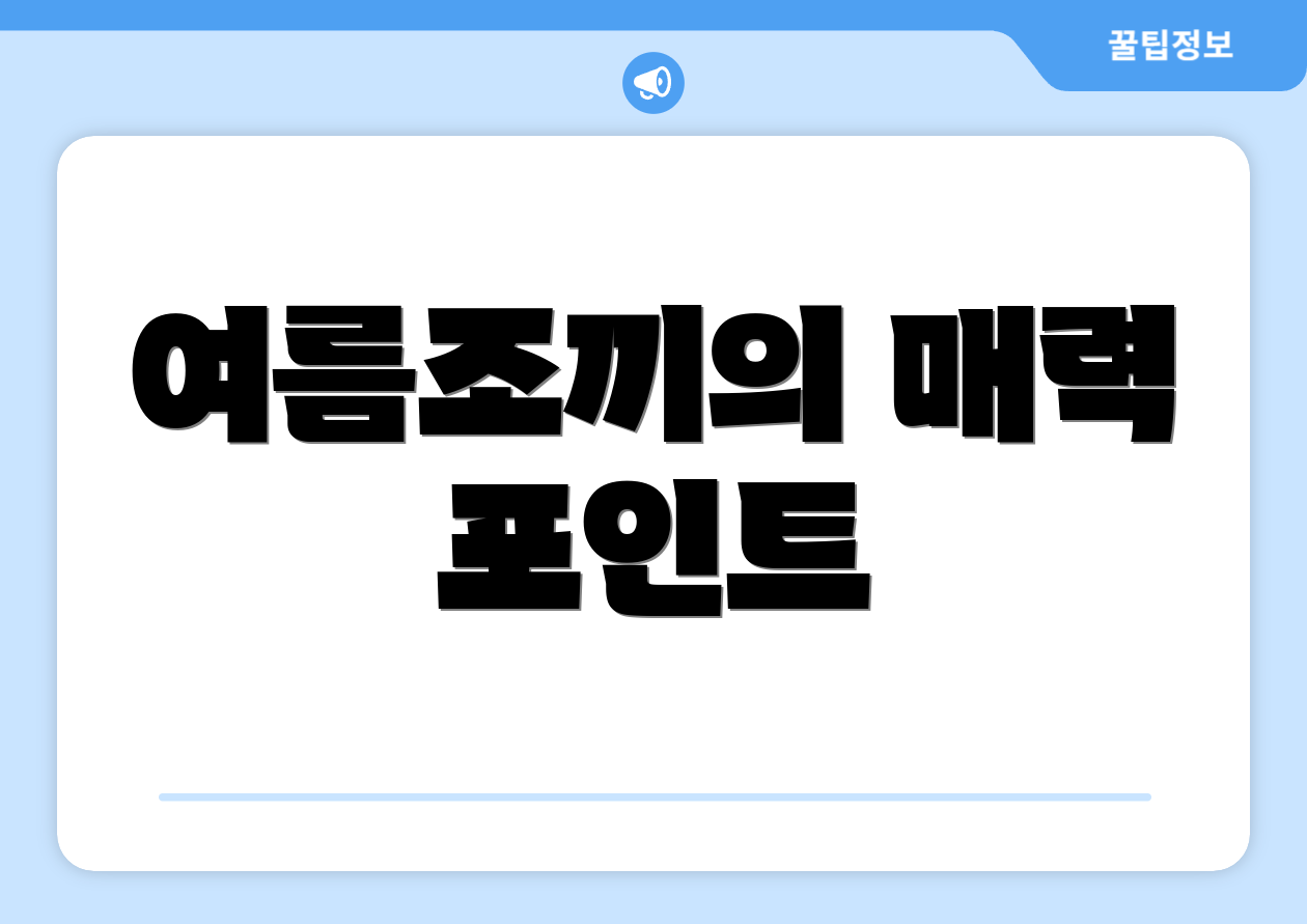 여름조끼의 매력 포인트